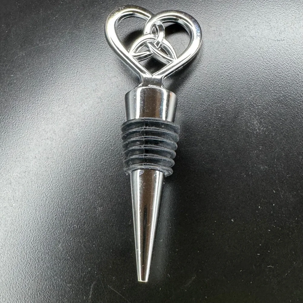 Silver Tone Heart Celtic‎ Knot Wine Bottle Stopper Decorative Barware Kitchen